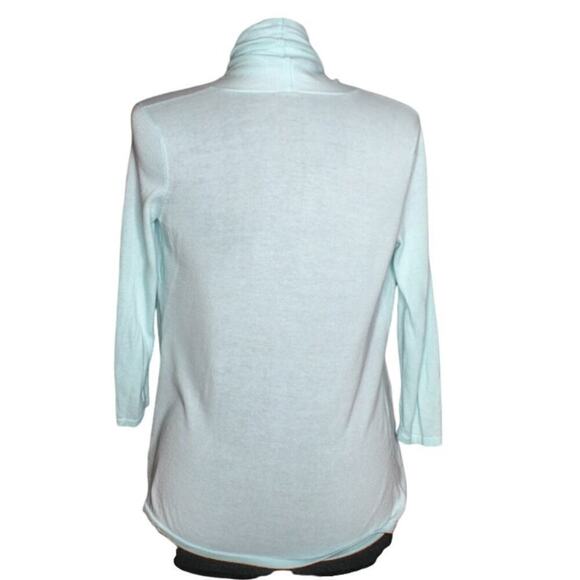 Talbots Petites Pima Cotton Cardigan Sweater Open Front Mint Green P - Picture 3 of 4